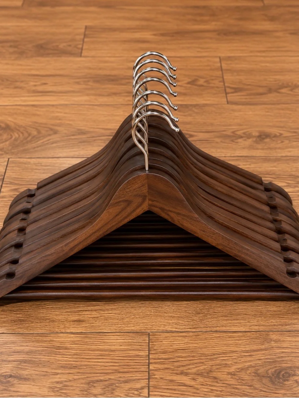 Dark Brown Hardwood contoured Clothing/Suit Hangers - (75) total